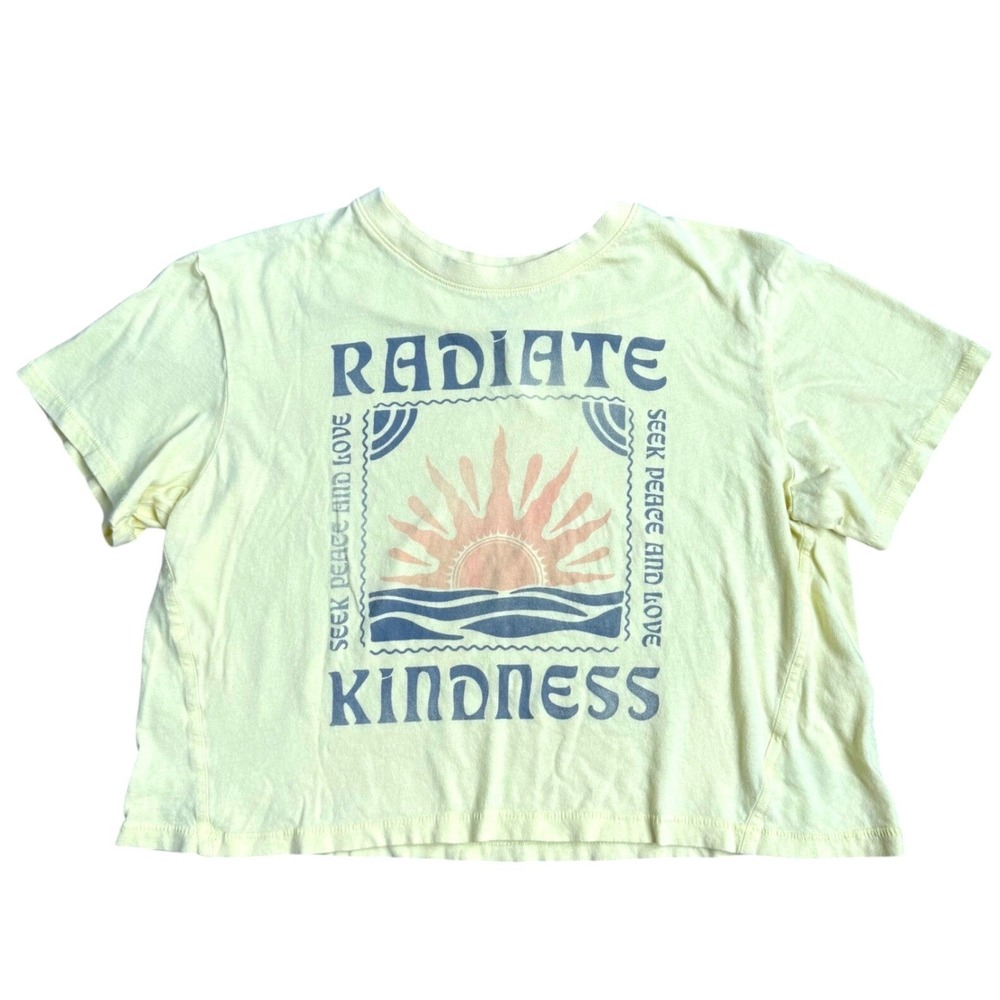 American Eagle Yellow Radiate Kindness GraphicTee Women Size S Indie Boho Casual